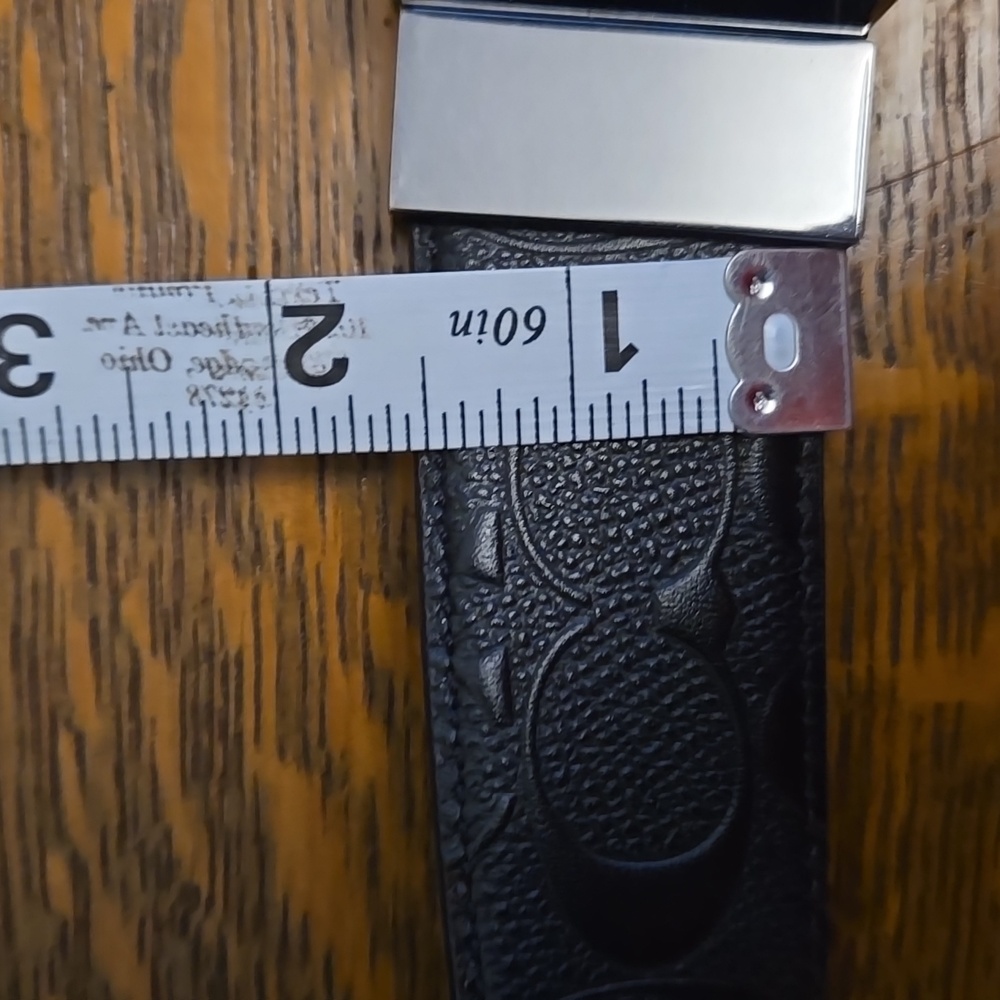 COACH HARNESS REVERSIBLE LEATHER BELT LOGO SMOOTH CALF LEATHER BLACK 1.5 IN WIDE - Picture 7 of 12